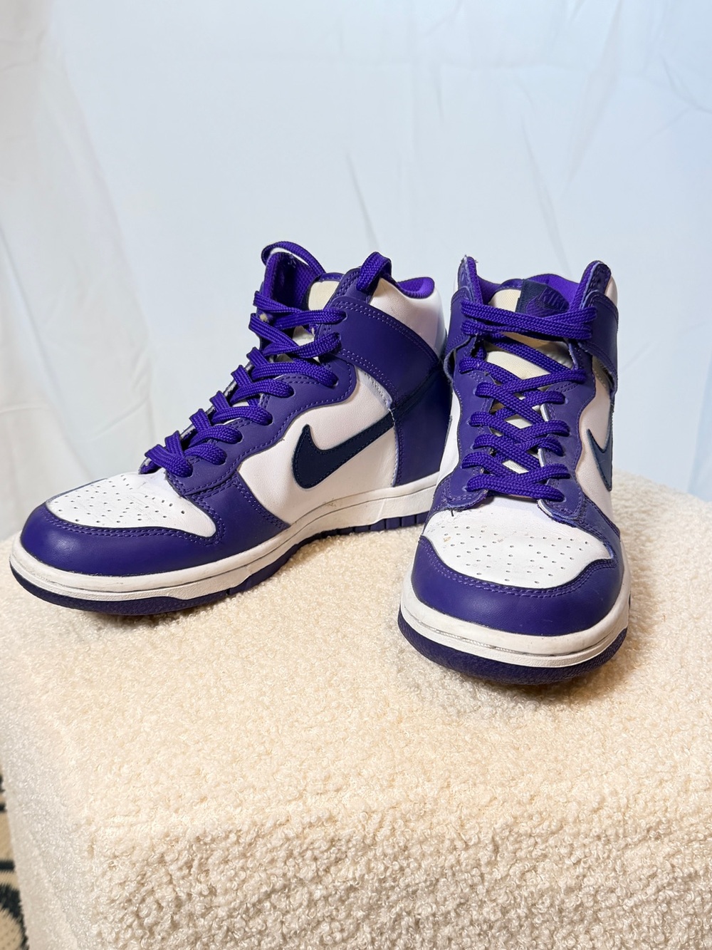 Nike dunks High-Top Sneakers in Purple,White, size 5Y excellent‎ condition